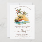 トロピカルビーチサンセットデスティネーションウェディング 招待状 (正面)