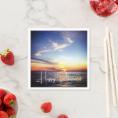 トロピカルビーチサンセットハッピー退職カスタム スタンダードカクテルナプキン (インサイチュ)