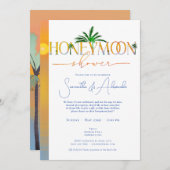 トロピカルビーチサンセットハネムーンカップルシャワー 招待状 (正面/裏面)