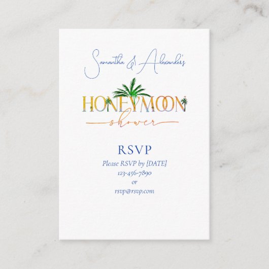 トロピカルビーチサンセットハネムーンファンドカップルのシャワー エンクロージャーカード (正面)