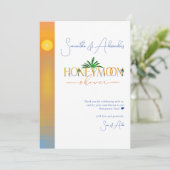 トロピカルビーチサンセットハネムーンファンド カップルシャワー サンキューカード (スタンド正面)