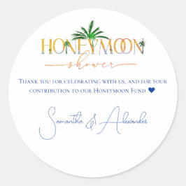 トロピカルビーチサンセットハネムーンファンド カップルシャワー ラウンドシール