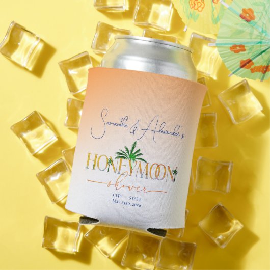 トロピカルビーチサンセットハネムーンファンド カップルシャワー 缶クーラー (インサイチュ 夏)