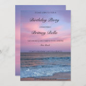 トロピカルビーチサンセットバースデーパーティーへの招待 招待状 (正面/裏面)