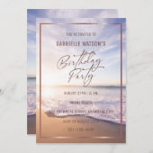 トロピカルビーチサンセットバースデーパーティーへの招待 招待状 (正面/裏面)