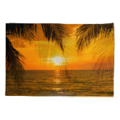 トロピカルビーチサンセットパームイラストレーション 枕カバー (裏面)