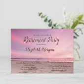 トロピカルビーチサンセットピンク定年パーティー 招待状 (スタンド正面)