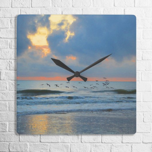 トロピカルビーチサンセットファミリーバケーションホームデコール スクエア壁時計