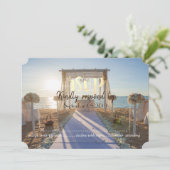 トロピカルビーチサンセットフローラルアーバー  ご参加のお返事をお待ちしております 招待状 (スタンド正面)