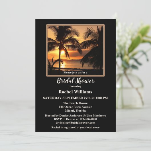 トロピカルビーチサンセットブライダルシャワー招待 招待状 (スタンド正面)