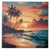 トロピカルビーチサンセットラージ タイル (正面)