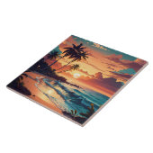 トロピカルビーチサンセットラージ タイル (側面)