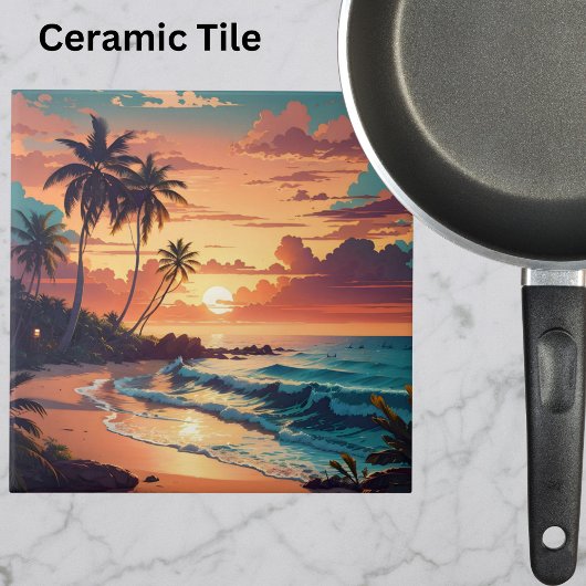 トロピカルビーチサンセットラージ タイル