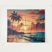 トロピカルビーチサンセットラージ タペストリー (正面(横))