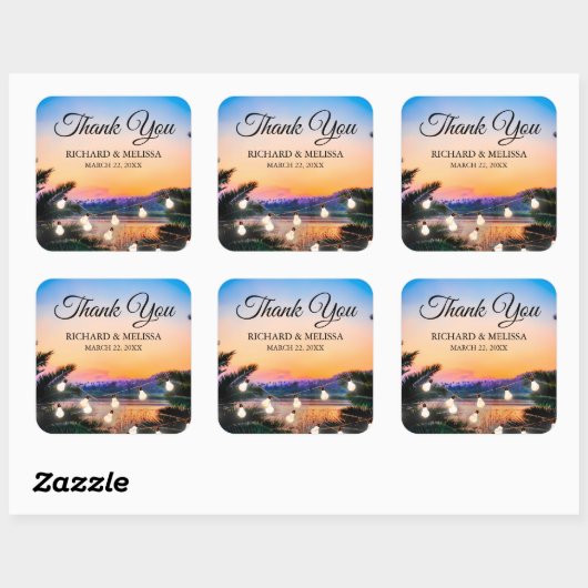 トロピカルビーチサンセットラ結婚イツありがとう スクエアシール (シート)