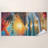 トロピカルビーチサンセット先生 ビーチタオル (正面)