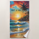 トロピカルビーチサンセット先生 ビーチタオル (正面)
