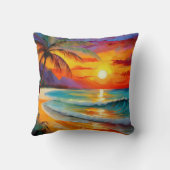 トロピカルビーチサンセット海ハワイコースタルアート クッション (裏面)