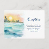 トロピカルビーチサンセット&パームスウェディングレセプション エンクロージャーカード (正面)