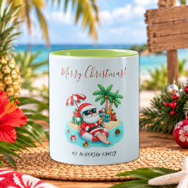 トロピカルビーチサンタのクリスマスパーティー ツートーンマグカップ