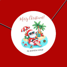 トロピカルビーチサンタのクリスマスパーティー ラウンドシール
