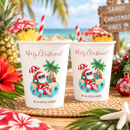 トロピカルビーチサンタのクリスマスパーティー 紙コップ