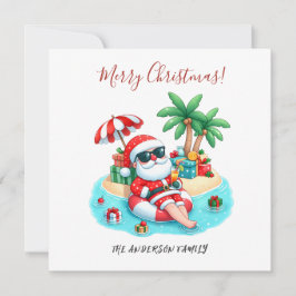 トロピカルビーチサンタのクリスマス カード