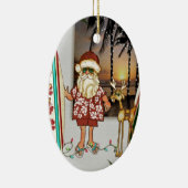 トロピカルビーチサンタクリスマスオーナメント セラミックオーナメント (右)