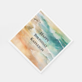 トロピカルビーチサンドターコイズシー誕生日 スタンダードランチョンナプキン (角)