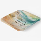 トロピカルビーチサンドターコイズシー誕生日 ペーパープレート (傾斜あり)