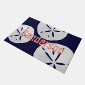 トロピカルビーチサンドドルネイビーコーラルファミリー名 ドアマット (アングル)