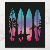 トロピカルビーチサーフボードサーフィンサーファー海 ワインラベル (シングルラベル)