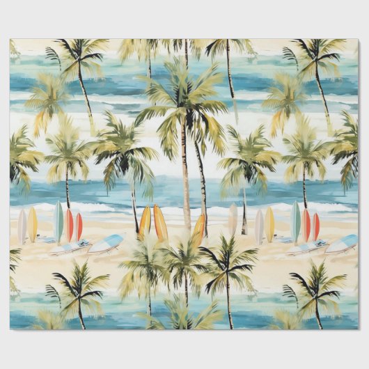 トロピカルビーチサーフボードラッピング紙 ラッピングペーパー (フラット)