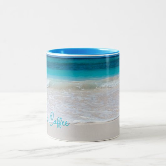 トロピカルビーチシパーソナライズされたーンコーヒーマグ ツートーンマグカップ (中央)
