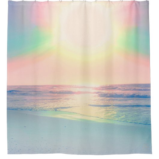 トロピカルビーチシーサンカラフルサマー シャワーカーテン (正面)