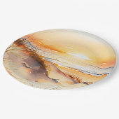 トロピカルビーチシーサンド海コーストサンセット ペーパープレート (アングル)