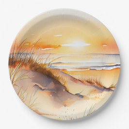 トロピカルビーチシーサンド海コーストサンセット ペーパープレート