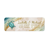 トロピカルビーチシーサーモンゴールド返信住所 ラベル (正面)