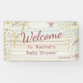 トロピカルビーチシーシェモダンルボホベイビーシャワー 横断幕 (横)