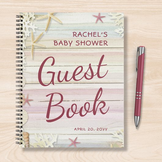 トロピカルビーチシーシェルベビーシャワーゲストブック ノートブック