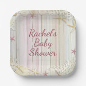 トロピカルビーチシーシェルベビーシャワーボホシック ペーパープレート (正面)