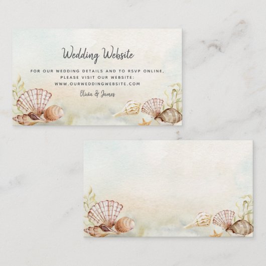 トロピカルビーチシーシェル結婚ズコースト エンクロージャーカード (正面/裏面)