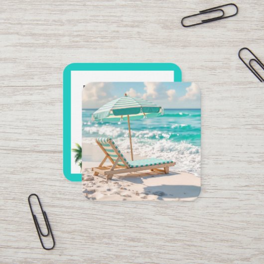 トロピカルビーチシーズラウンジオンホワイトサンド スクエア名刺 (正面/裏面インサイチュ)