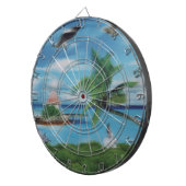 トロピカルビーチシーンアートプリント ダーツボード (正面右)