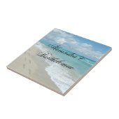 トロピカルビーチシーンパーソナライズされたキープサケ タイル (側面)