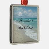 トロピカルビーチシーンパーソナライズされたキープサケ メタルオーナメント (右)