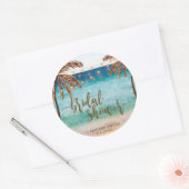 トロピカルビーチシーンブライダルシャワー特注シール ラウンドシール (封筒)