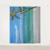 トロピカルビーチシーン パームツリーの背景 タペストリー (正面)