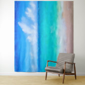 トロピカルビーチシーン 海と砂 水彩 タペストリー (インサイチュ)