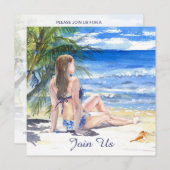 トロピカルビーチジェネリックAR29アニーイベントパーティー 招待状 (正面/裏面)